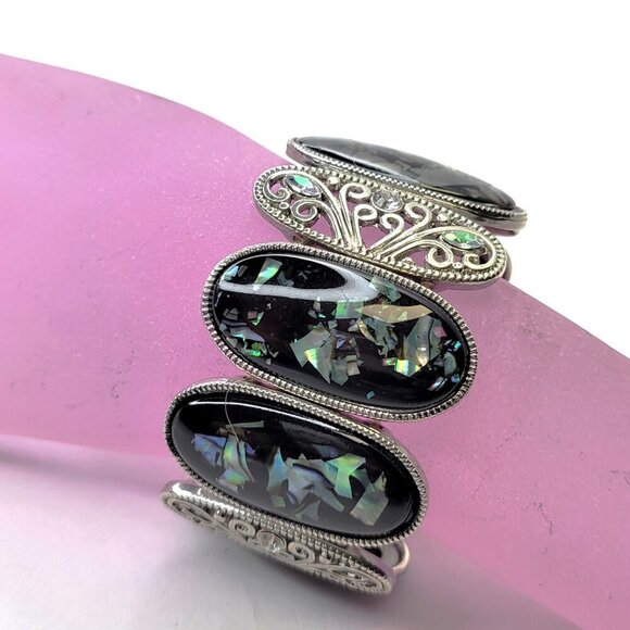 Abalone hued Iridiscent Stretch Fashion Bracelet Casual Wrap Bracelet - Picture 1 of 6